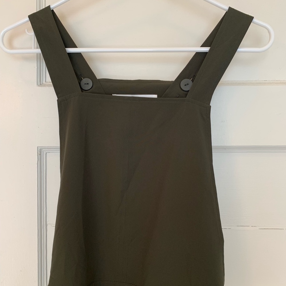 Dark green wide leg crop overalls